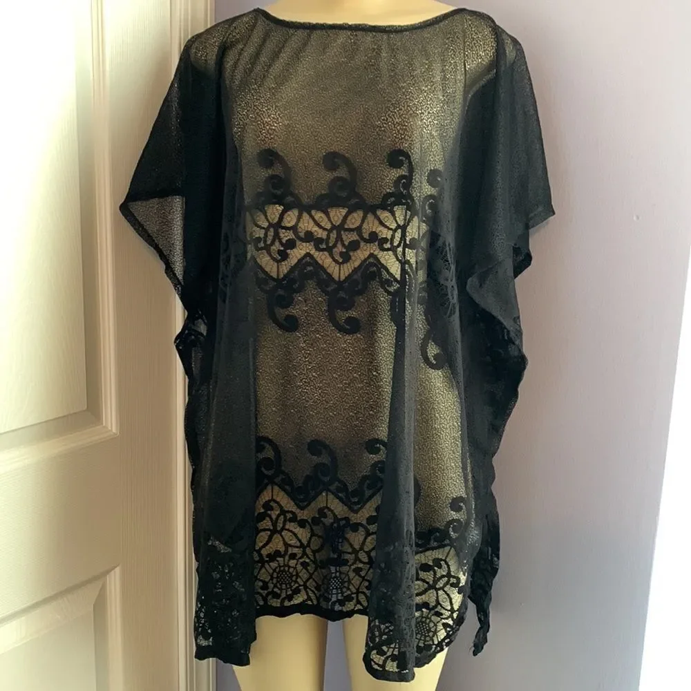 Ana & Rose Lace Sheer Swimsuit Cover Up Dress Swimwear One Size